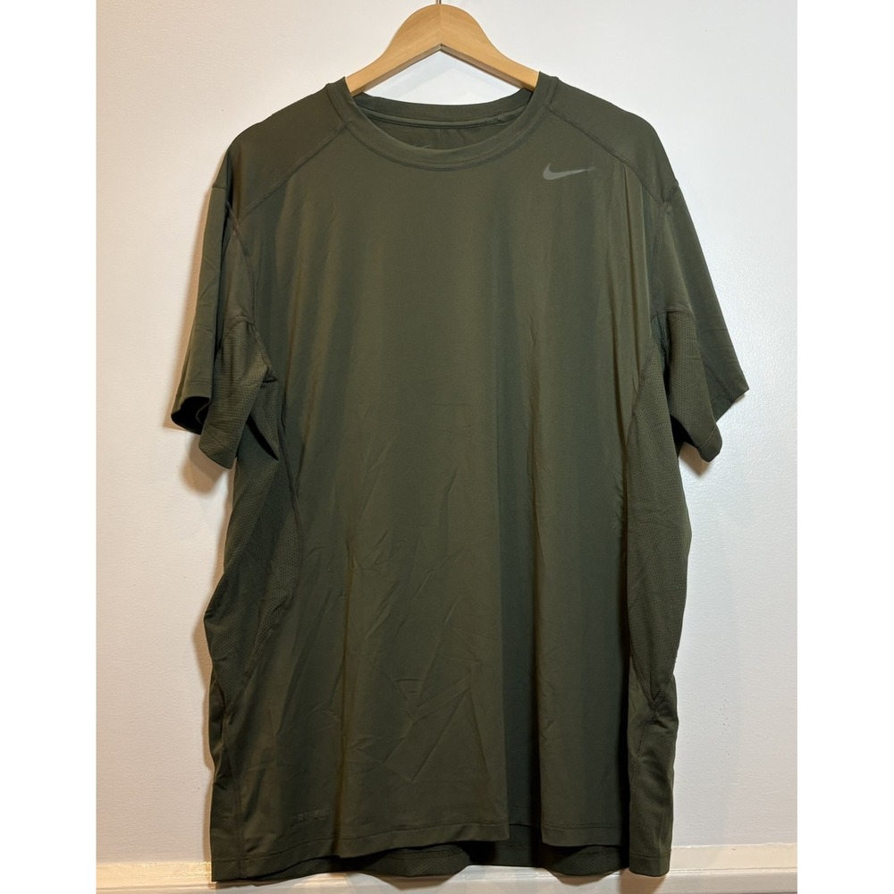 Nike Pro Combat Dri-FIT Shirt Mens XXL Olive Green Fitted Training Sportswear